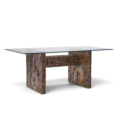 Adrian Pearsall for Craft Associates Mid Century Brutalist Glass Top Dining Table - mcm 