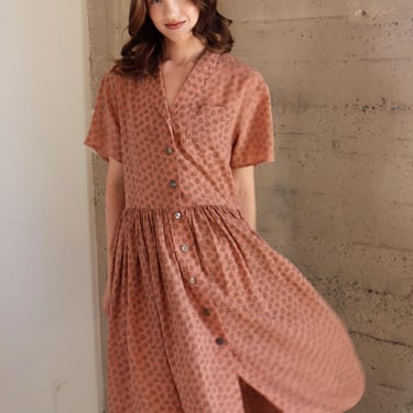 Vintage Jean Paul Gaultier 1980s Pink + Gold Floral Print Pleated Maxi Dress Junior Gaultier JPG Sack Dress 