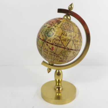 Vintage Made in Italy Miniature Brass World Globe 