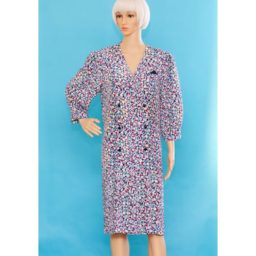 Vintage 1980s Colorful Dropwaist Dress | Large | i-8 