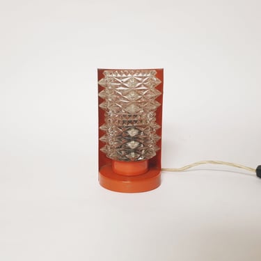 Vintage Ecclise Crystal Table Lamp / Bedside Lamp / Orange Desk Lamp / Retro Lighting / Home Decor / Glass Table Lamp / 1960 / Italy '60s 