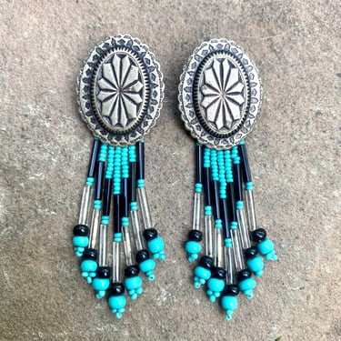 Concho Earrings Beaded Dangle Earrings 