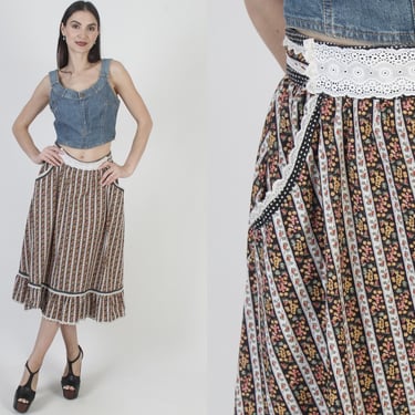 Gunne Sax Calico Praire Skirt, Vintage 70s Jessica McClintock, Tag Size 13 