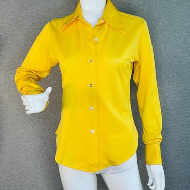 1970's Christian Dior - Sunny Yellow - Women's Blouse - Buttondown Shirt - 36