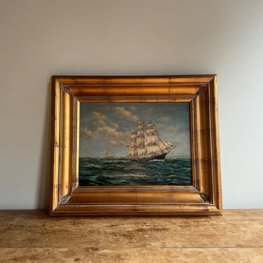 Antique Ship Oil Painting 