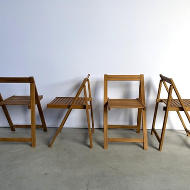 Vintage wooden folding chairs, 1960s - set of 4 - mid century folding chair - wooden folding chairs - mid century modern folding chairs 