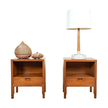Pair, Mid Century Walnut Nightstands | Side Tables by Janus