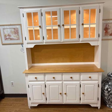 Canadel Maple and White Lighted China Cabinet