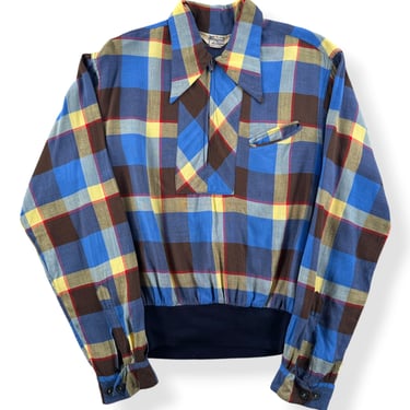 Vintage 50s Pilgrim Plaid Rayon Gaucho Shirt SZ M