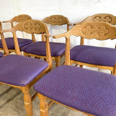 Henning Kjaernulf Oak Dining Chairs Primitive Brutalist Oak 
