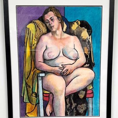 ROBERT FINCH 20th c. American CONTEMPORARY Mixed Media Nude Woman Study 