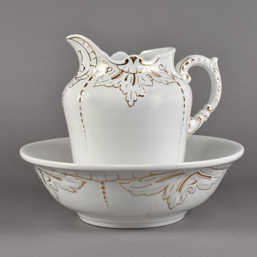 Antique British Ornate Pitcher & Wash Basin Set