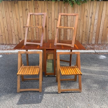 Scandinavian Modern Teak Folding Table and Chairs Set