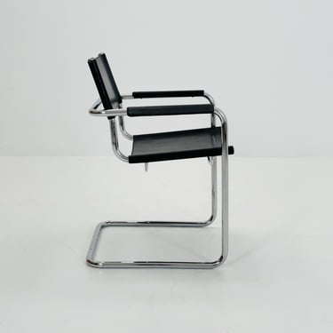 mid century Model MG5 Centro Studi  black leather armchair by Mart Stam & Marcel Breuer for Matteo Grassi, 1970s 