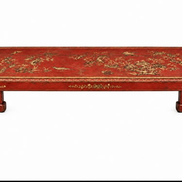 Red Chinoiserie Chinese Bench / Coffee Table     mg