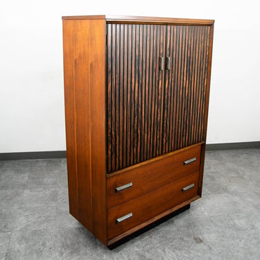 Mid Century Modern Dresser Gentleman’s Chest Bassett Walnut Cabinet Drawers MCM