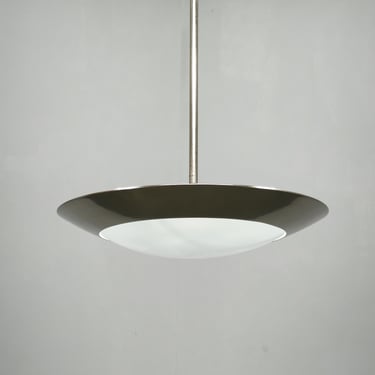 1930s Bauhaus Chrome Glass Pendant Light Czechoslovak Art Deco Ceiling Fixture 