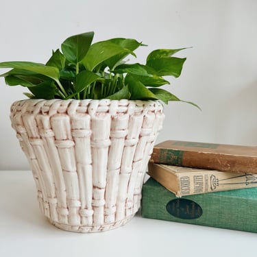 Vintage Faux Bamboo Ceramic Planter
