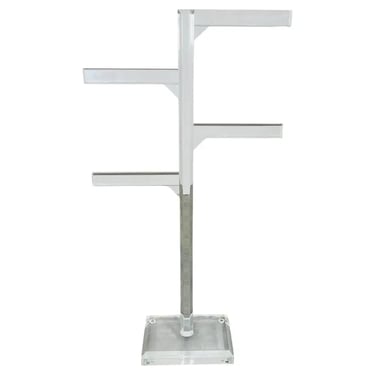 Mid-Century Charles Hollis Jones Style Lucite Floor Standing Towel-Rack 