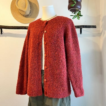 Vintage Appleseeds Fuzzy Soft Wool Button Front Cardigan Sweater Size Medium 