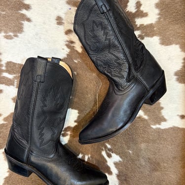 Vintage Black Leather Durango Cowgirl Boots size 9 M 