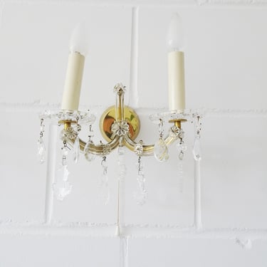 Crystal glass wall lamp set, wall appliques Maria Theresa style 