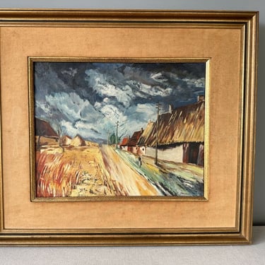 Vintage Country Landscape Oil Painting, Farmhouse Cottage Decor (29.5