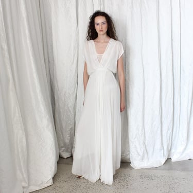 Contemporary Italian Designer Forte Forte Wispy White Silk Chiffon Draped & Layered Grecian Goddess Wedding Gown 