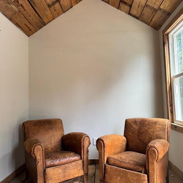 Pair of Antique French Leather Club Chairs 
