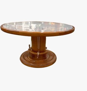 Ship's Wheel Dining Table, 29H. 54D.