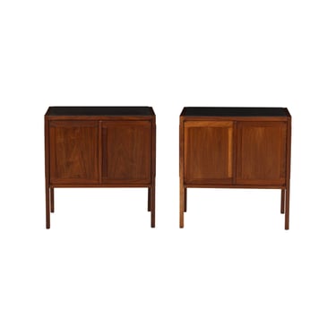 Jack Cartwright for Founders Furniture Walnut and Slate Nightstands, 1960