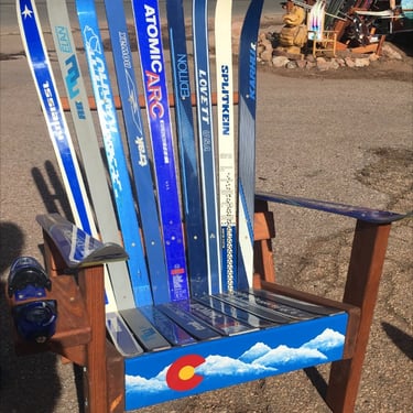 Cross Country Adirondack Ski Chair, Colorado Flag Front Board, Adirondack Chair, Wooden Chair, Wood Patio Chair, Porch Chairs, Outdoor Chair 