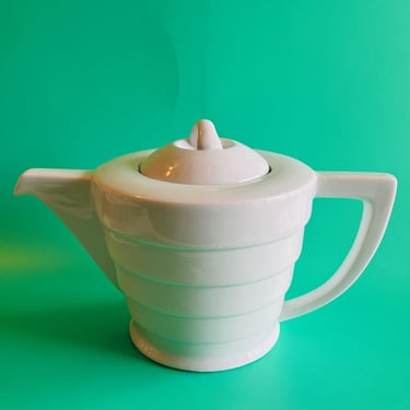 Frank Lloyd Wright Guggenheim Teapot 1998 White Modernist Art Deco Style Ceramic 