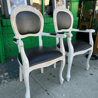 Cannoli Croissant Crew | Pair of French Leather Arm Chairs