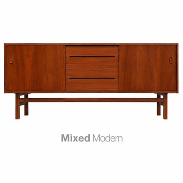 Refinished 75” Swedish Modern Teak Sideboard Credenza Dresser by Nils Jonsson for Troeds 