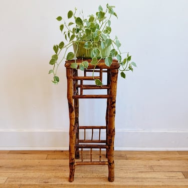 Vintage Rattan and Bamboo Plant Stand