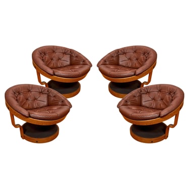 Set of Four Oddmund Vad “Convair” Swivel Lounge Chairs, Norway, 1970s