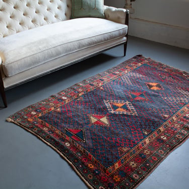 Antique 4’2” x 6’4” Kazak Armenian Rug Diamond Medallion Wool Pile Hand-Knotted 1920s - FREE DOMESTIC SHIPPING 