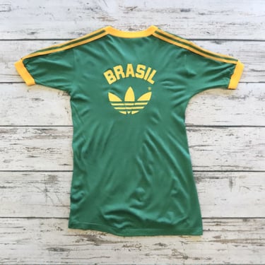 Vintage 70s 80s Rare Adidas Brasil Soccer Jersey Size 10