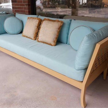 McKinnon & Harris duVal Alexander Outdoor Sofa in Deco Yellow & Robins Egg Blue