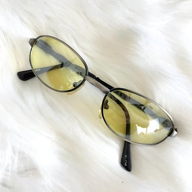 Vintage Y2K Oval Yellow Tinted Sunglasses 
