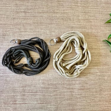 Vintage Macrame Braided Plant Hangers - Set of 2 