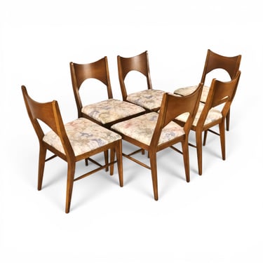 Broyhill Saga Vintage Mid Century Modern Set of 6 Dining Chairs c. 1960s 