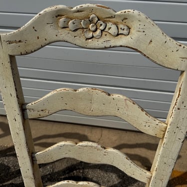 Set of 6 French Country Antiqued Ladder Back Dining Chairs 