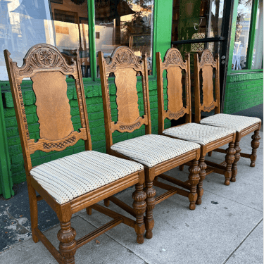 Forkless Fun | Set of English Tudor-style Walnut Dining Chairs
