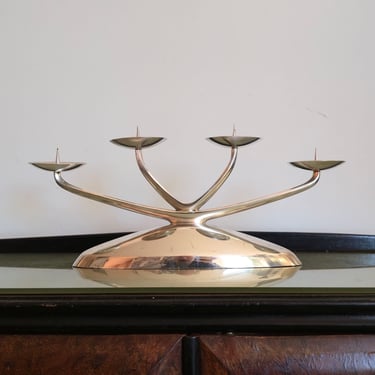 Mid century WMF candelabra 1950s -1960s / silver plated epbrass / German modernist candele holder / organic design / atomic age/home decore 