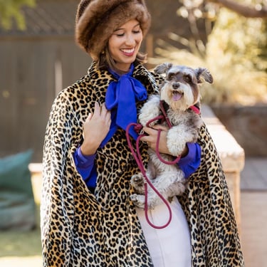 1960s LEOPARD faux coat CAPE small | new fall winter 