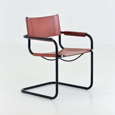 1 of 2 Bauhaus  Centro Studio Desk Chairs in Dark wine leather  by Mart Stam & Marcel Breuer, 1970s 