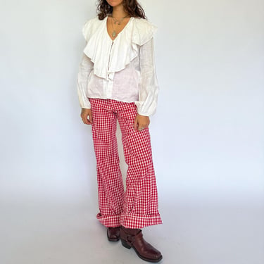 Rare 1990s Carla Zapatti white linen top / long sleeve / dramatic collar / sailor / australian designer 