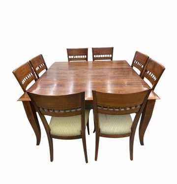 DINEC dining table w/ 8 chairs, 30.25H.60W.60D./39H.18.5W.20D